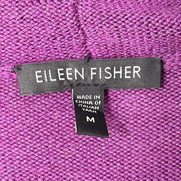 Eileen Fisher Purple Merino Wool One Button Collared Long Cardigan Sweater M - Picture 4 of 8